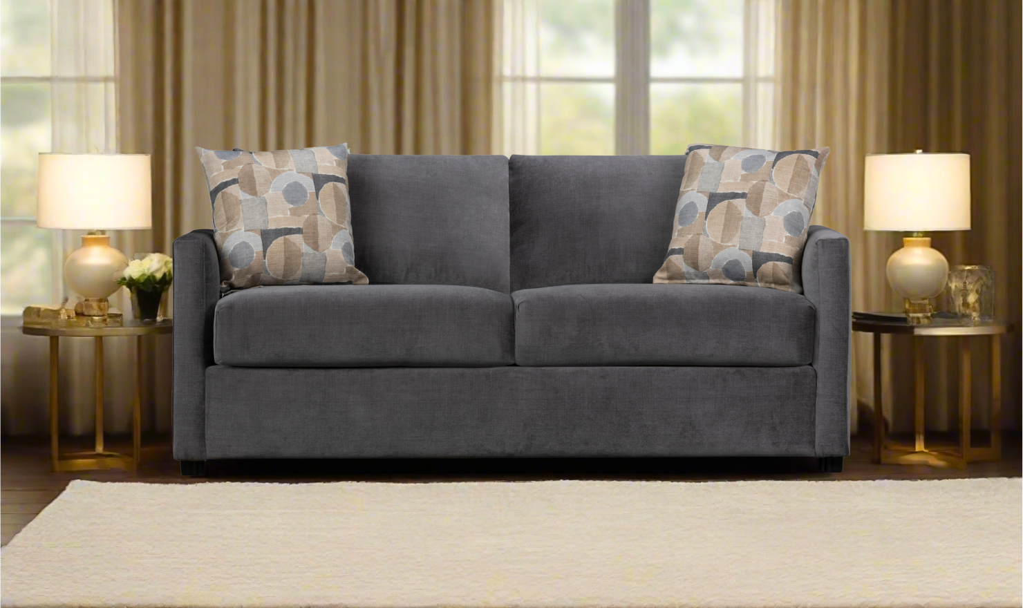 Klaussner Godwin Fabric Sofa with Track Arms-Jennifer Furniture