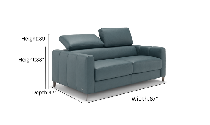 Avelina 2 Seater Leather Sleeper Sofa with Adjustable Headrest