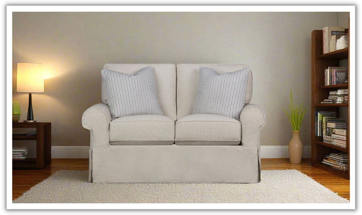 Klaussner Kate Slipcover Loveseat in John Linen Sepia