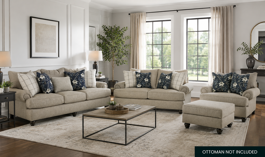 Klaussner Kensington Fabric Transitional Living Room Set - Jennifer Furniture