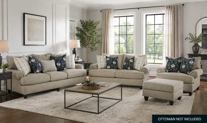 Klaussner Kensington Fabric Transitional Living Room Set - Jennifer Furniture