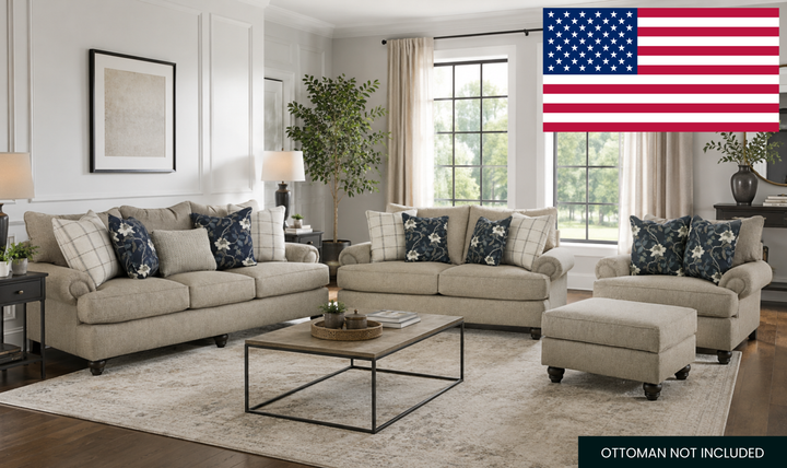 Klaussner Kensington Fabric Transitional Living Room Set - Jennifer Furniture
