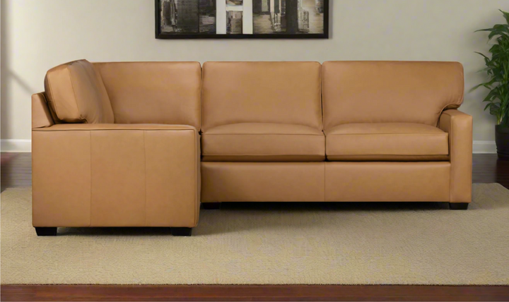 Klaussner Keyport L- Shaped Leather Sectional Sofa in Brown-Jennifer Furniture