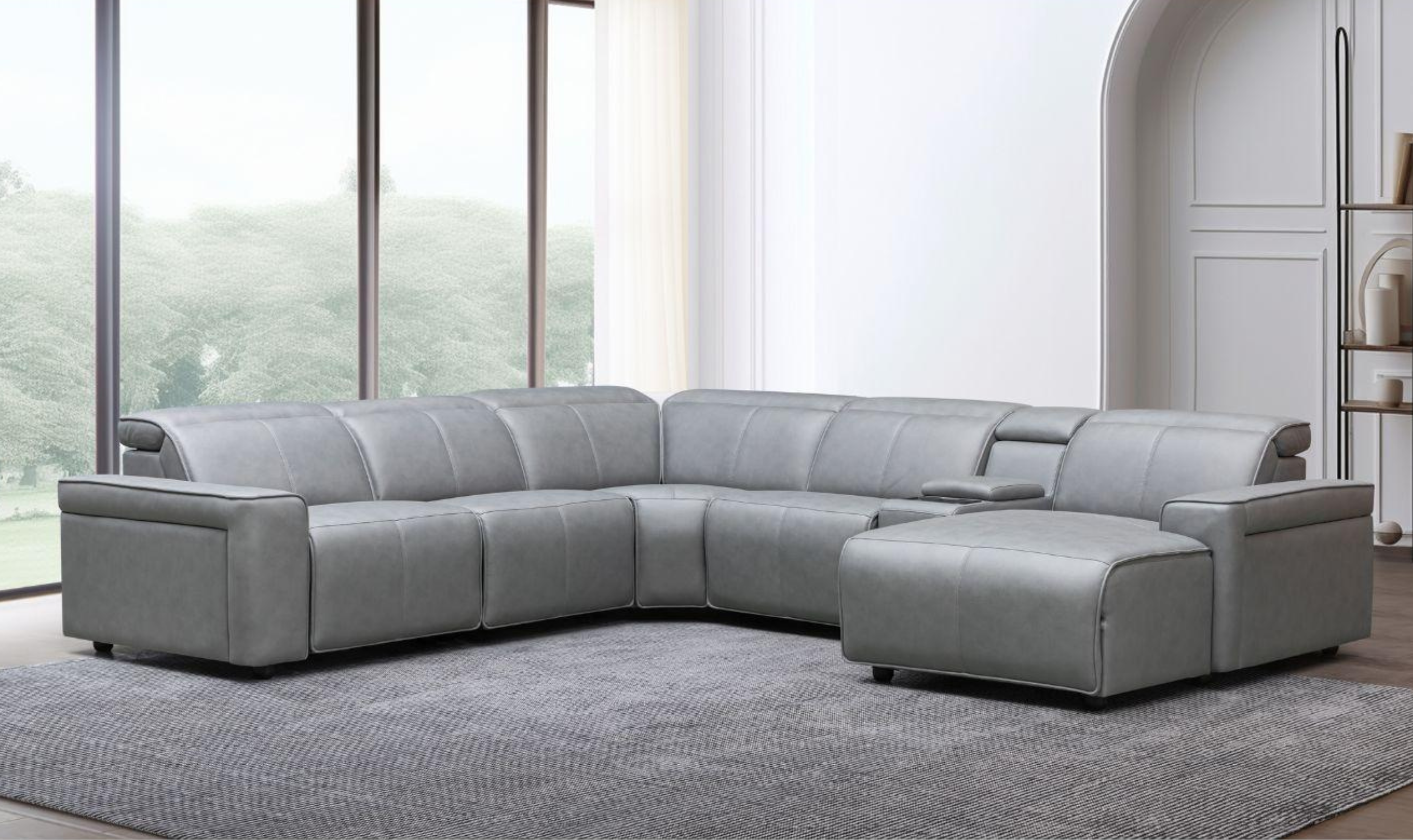 Klaussner Leonardo 6 Piece Fabric Power Recliner Sectional with Storage