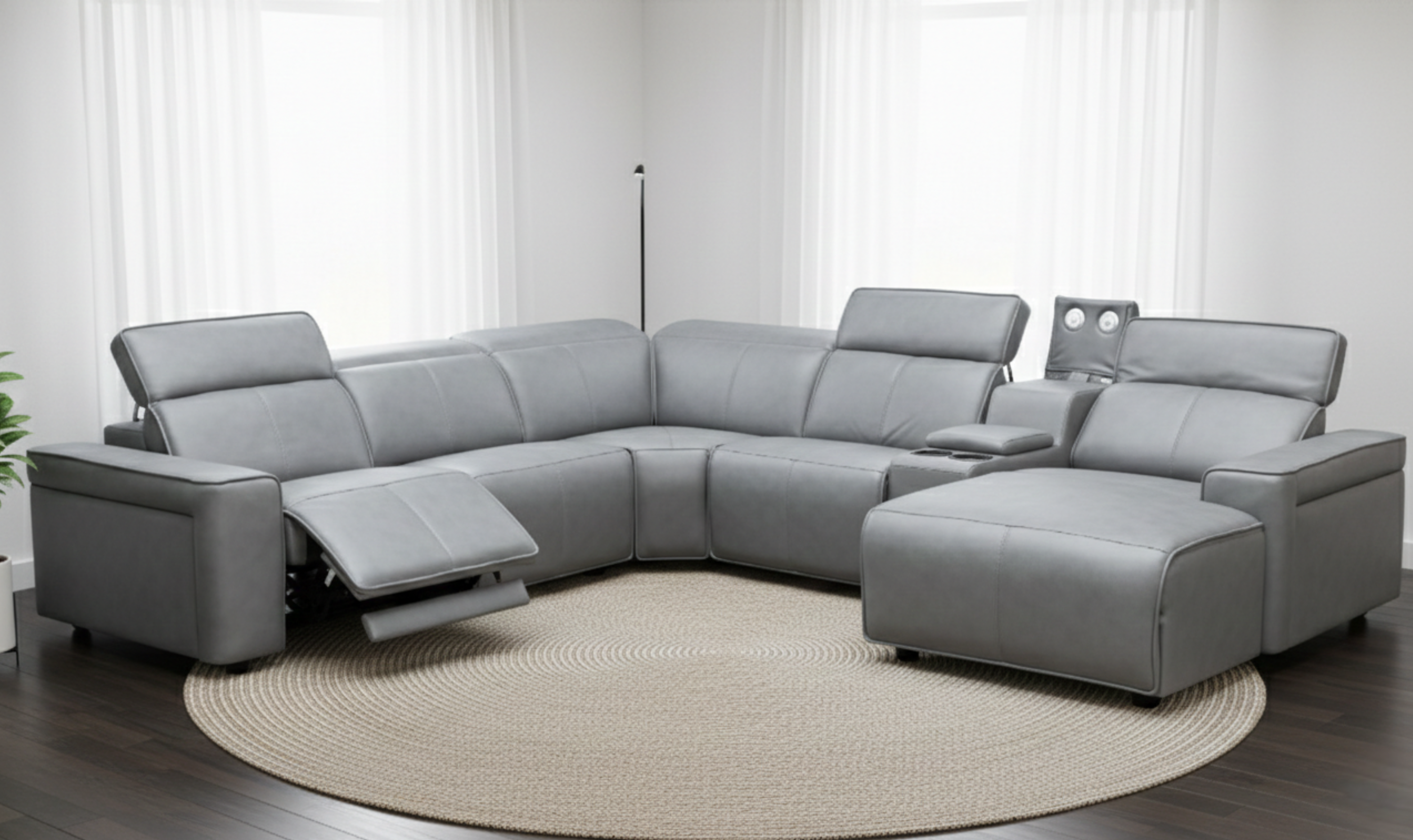 Klaussner Leonardo 6 Piece Fabric Power Recliner Sectional with Storage