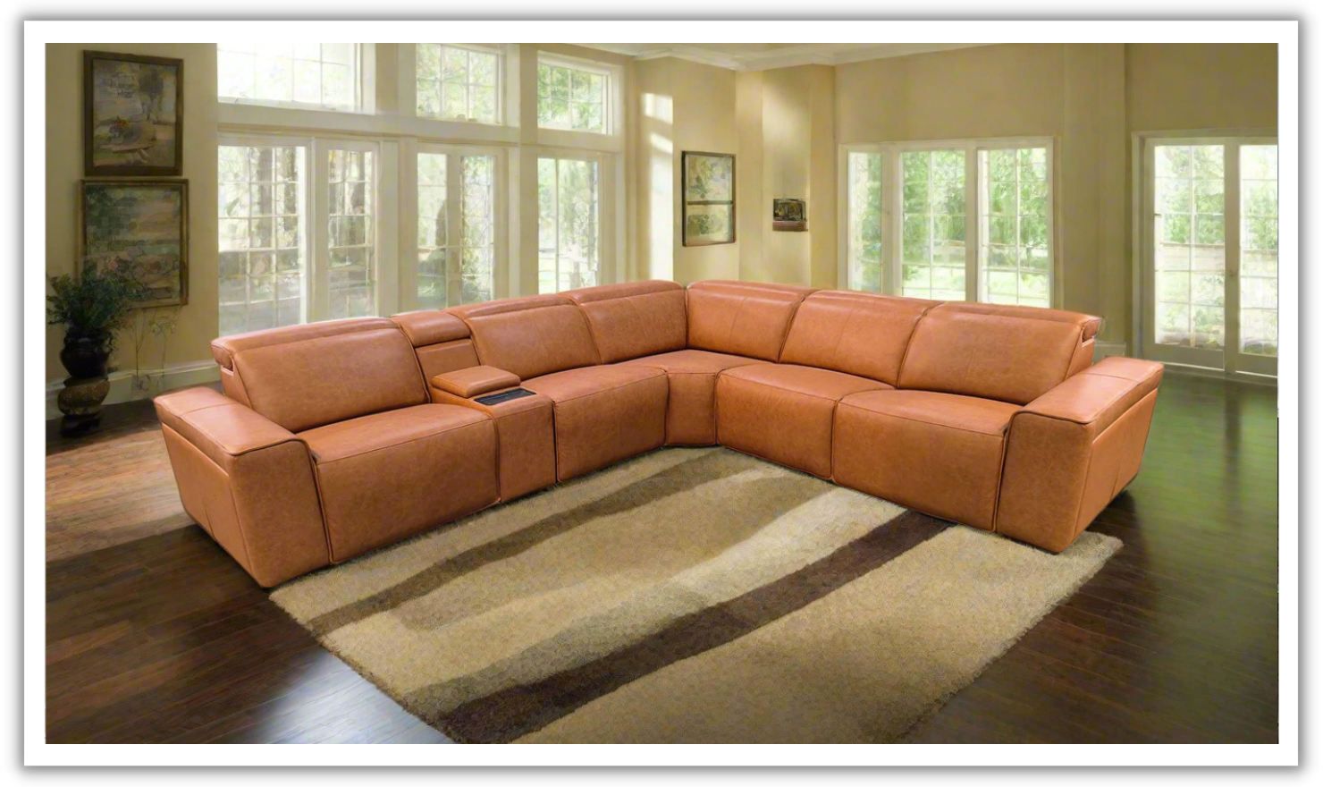 Klaussner Leonardo 6 Pieces Power Recliner Leather Sectional Sofa