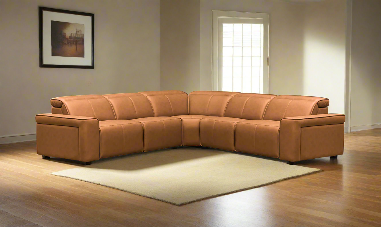 Klaussner Leonardo 6 Pieces Power Recliner Leather Sectional Sofa