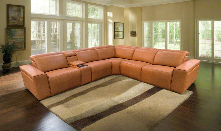 Klaussner Leonardo 6 Pieces Power Recliner Leather Sectional Sofa
