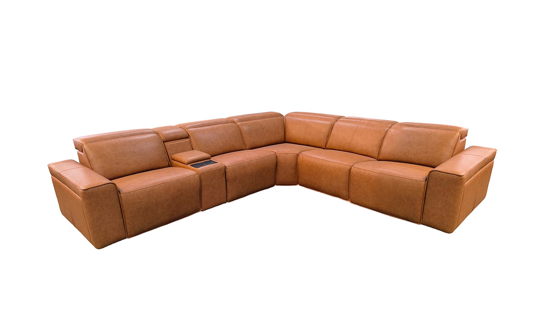 Klaussner Leonardo 6 Pieces Power Recliner Leather Sectional Sofa