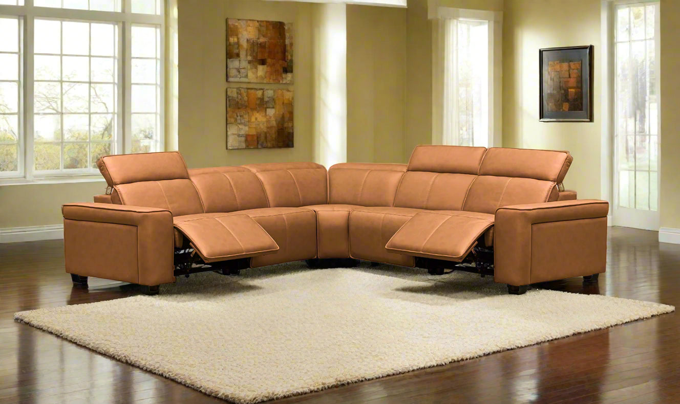 Klaussner Leonardo 6 Pieces Power Recliner Leather Sectional Sofa