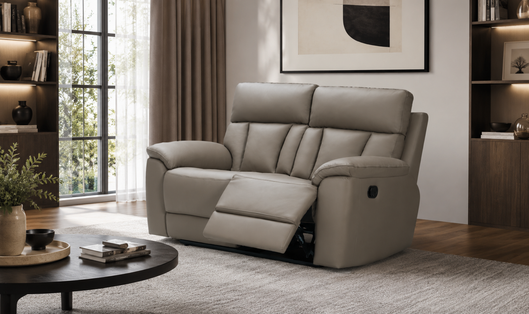 Klaussner Raffinato Manual Reclining Leather Loveseat - Jennifer Furniture
