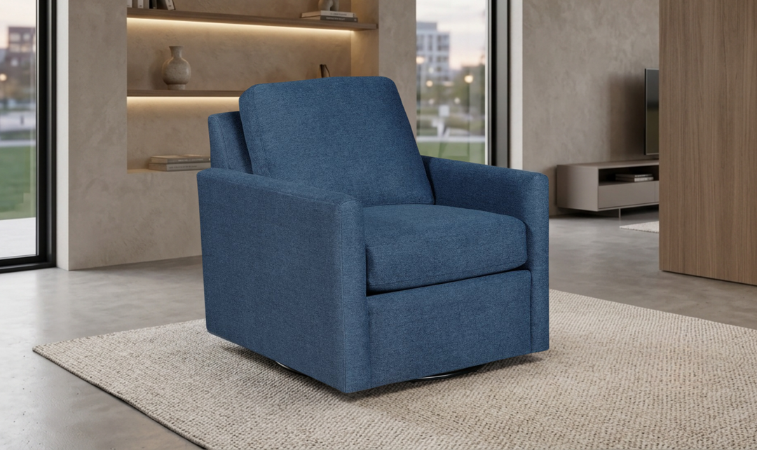 Klaussner Savannah Swivel Chair with Flared Track Arms-Jenniferfurniture