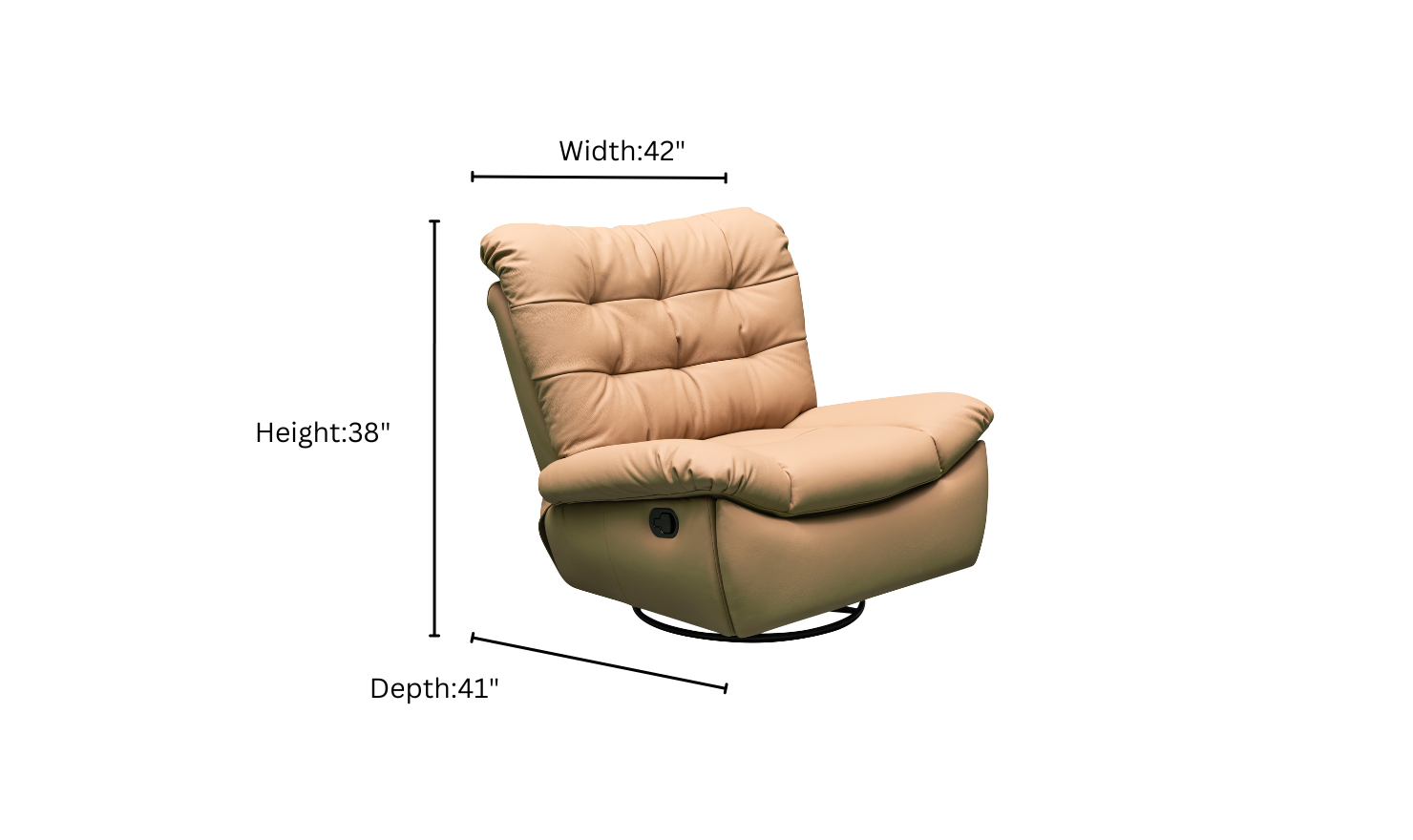 Klaussner Stella Swivel Glider Leather Manual Recliner with Cushion Arms