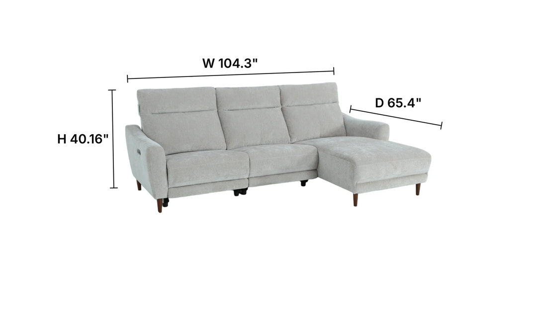 Klaussner Velmora Fabric Power Recliner Sectional Sofa with Chaise