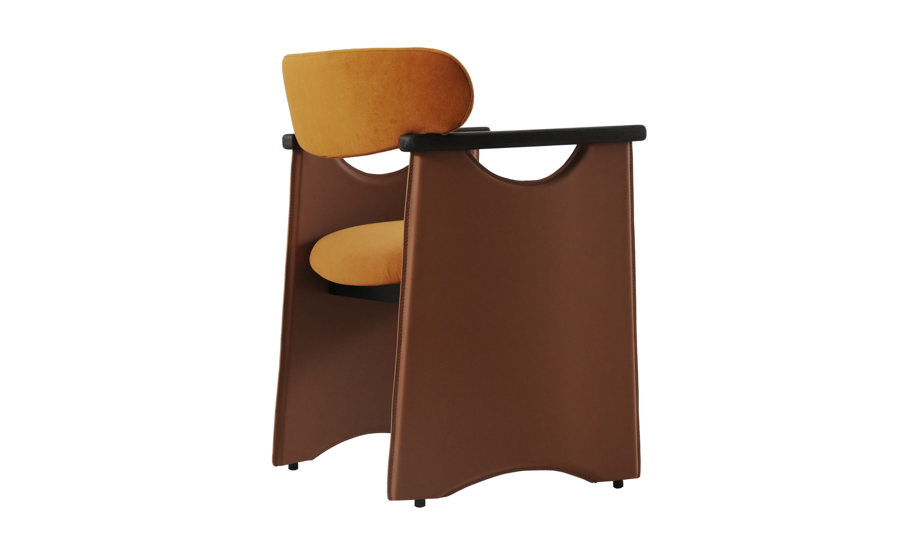 Klaussner Velyx Dirty Orange Leather Arm Chair-Jennifer Furniture