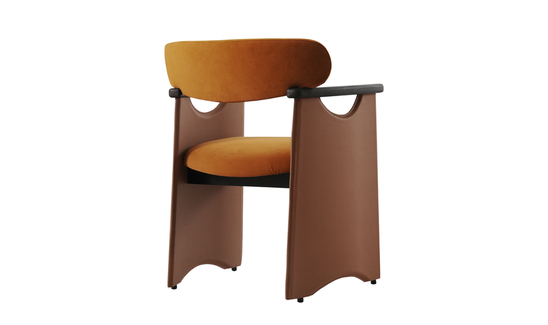 Klaussner Velyx Dirty Orange Leather Arm Chair-Jennifer Furniture