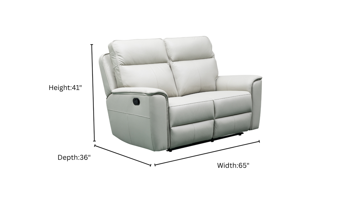 Klaussner Venezia Italian Leather White Recliner Loveseat with Manual Recliner Motion