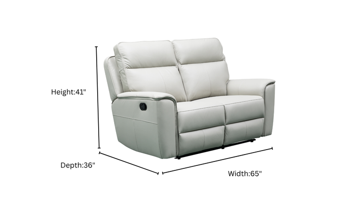 Klaussner Venezia Italian Leather White Recliner Loveseat with Manual Recliner Motion