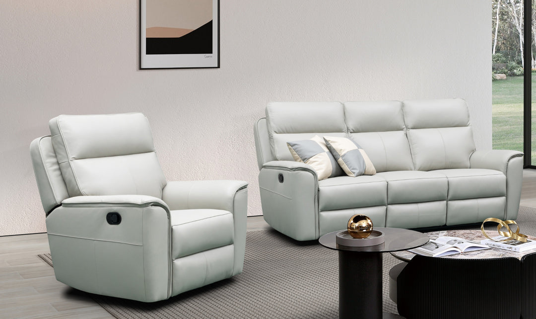 Klaussner Venezia Light Gray Italian Leather Living Room Set-Jennifer Furniture