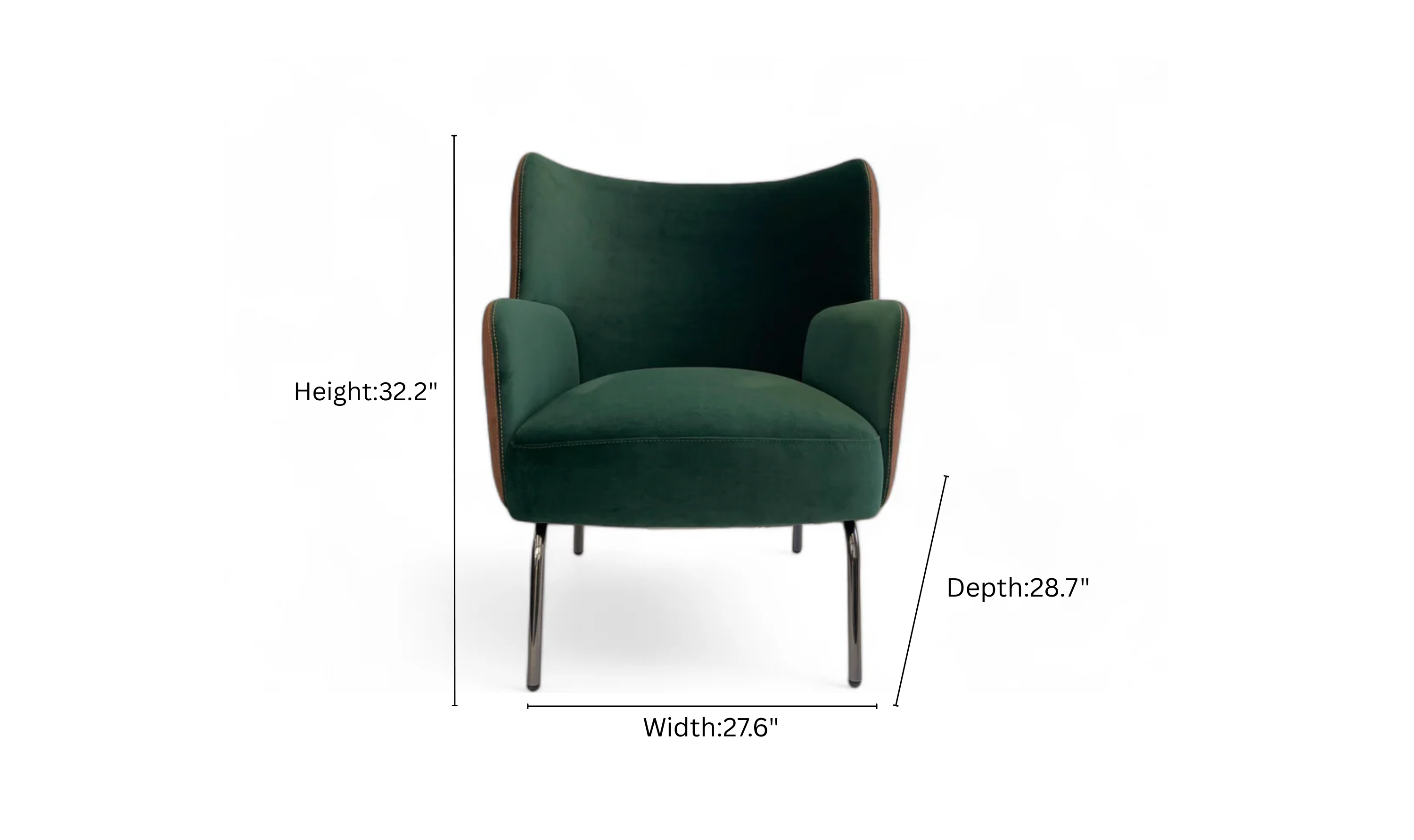 Klaussner Zavra Coffee Leisure Fabric Chair with Slim Metal legs
