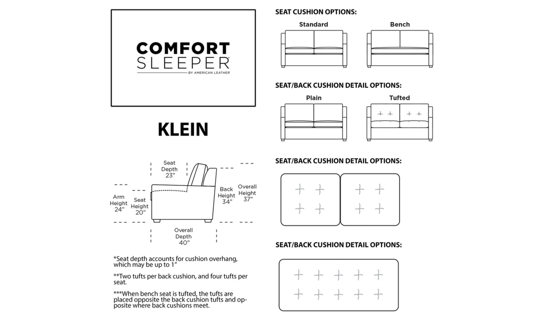 American Leather Klein Comfort Sleeper With Quarter Moon Arm Design-Jennifer Furniture