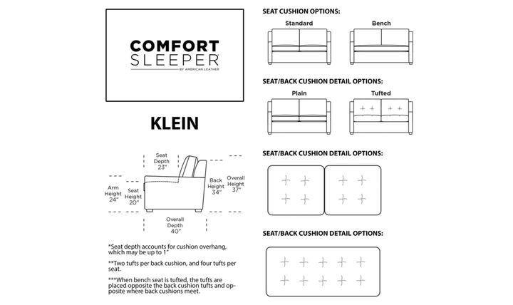 American Leather Klein Comfort Sleeper With Quarter Moon Arm Design-Jennifer Furniture