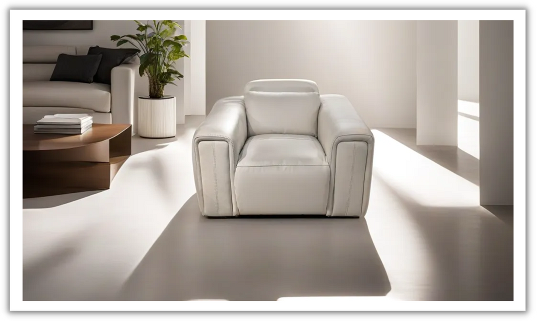 Ordla Leather Power Reclining Chair In White