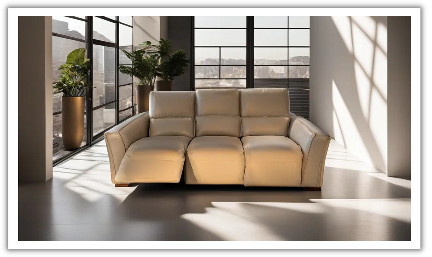 Ordla Leather Power Reclining Sofa in Gray