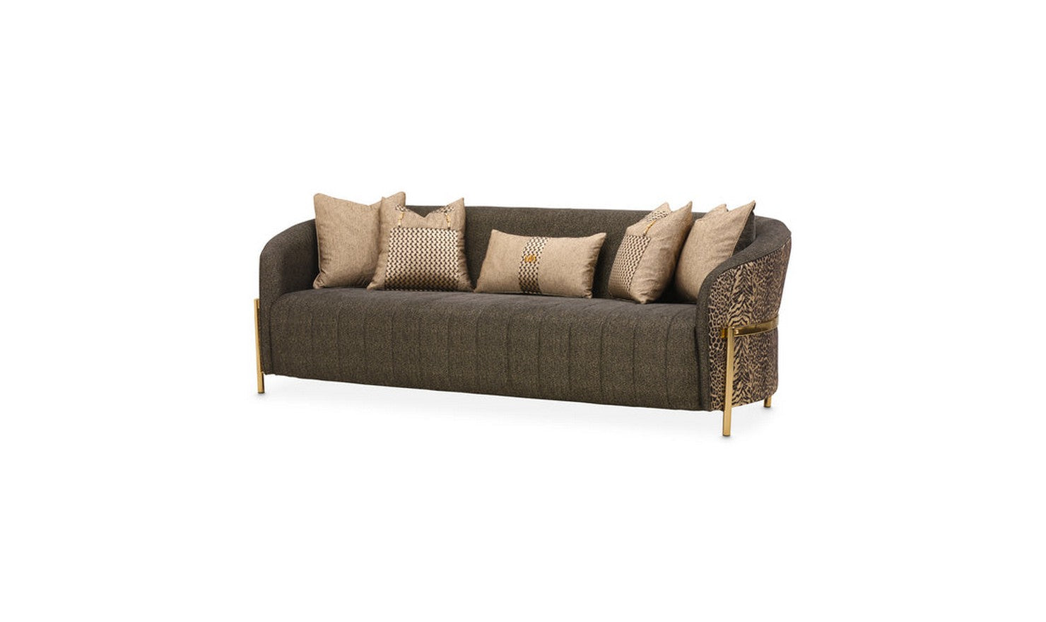 AICO Lisbon Fabric Living Room Set with 5 Accent Pillows