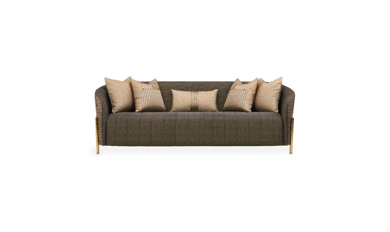 AICO Lisbon Fabric Living Room Set with 5 Accent Pillows
