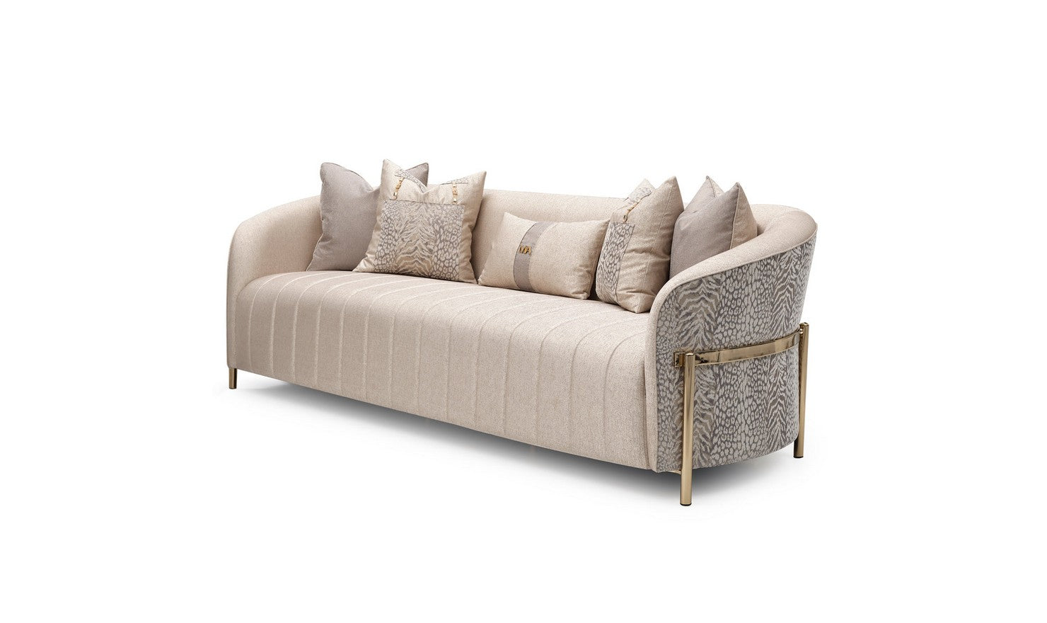 AICO Lisbon Fabric Living Room Set with 5 Accent Pillows