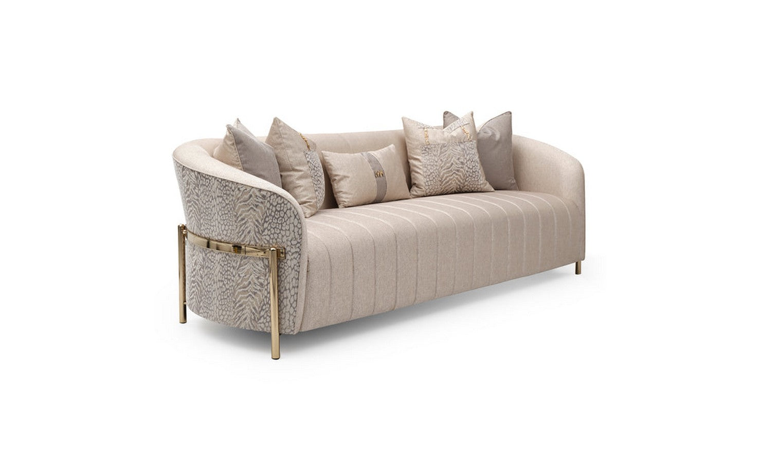 AICO Lisbon Fabric Living Room Set with 5 Accent Pillows