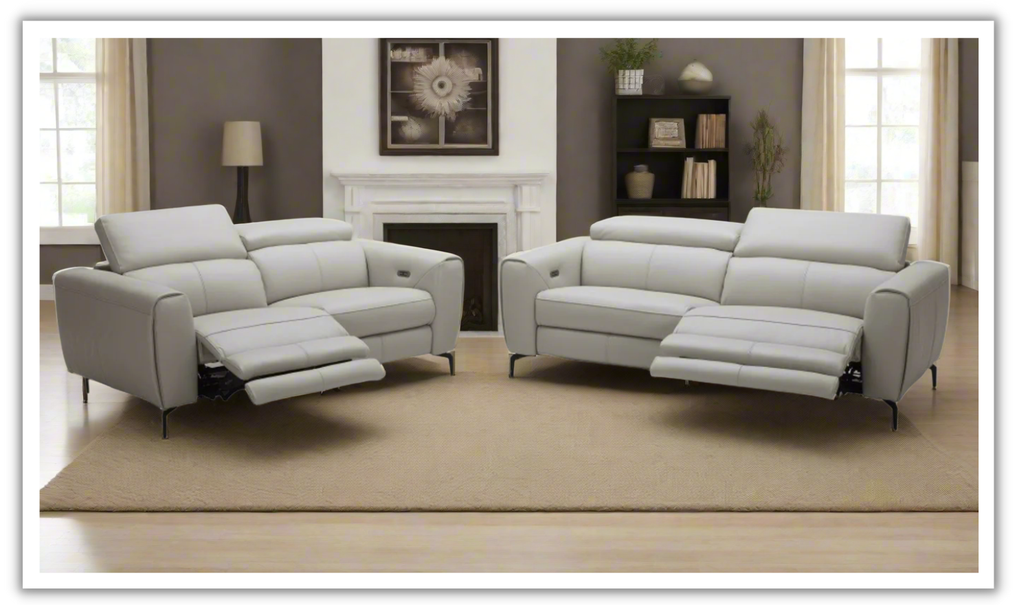 Jennifer Italia Azur Leather Power Reclining Living Room Set