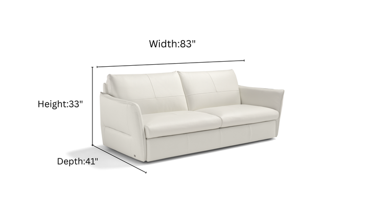 La Casa 2 Seater Leather Sleeper Sofa With Track Arms