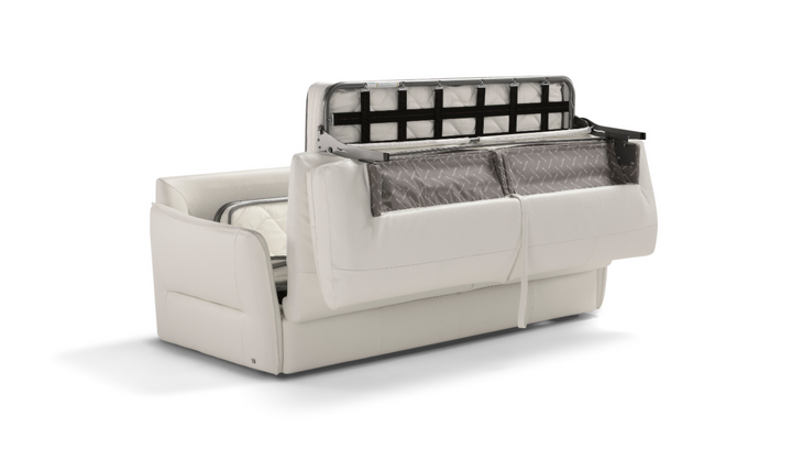 La Casa 2 Seater Leather Sleeper Sofa With Track Arms