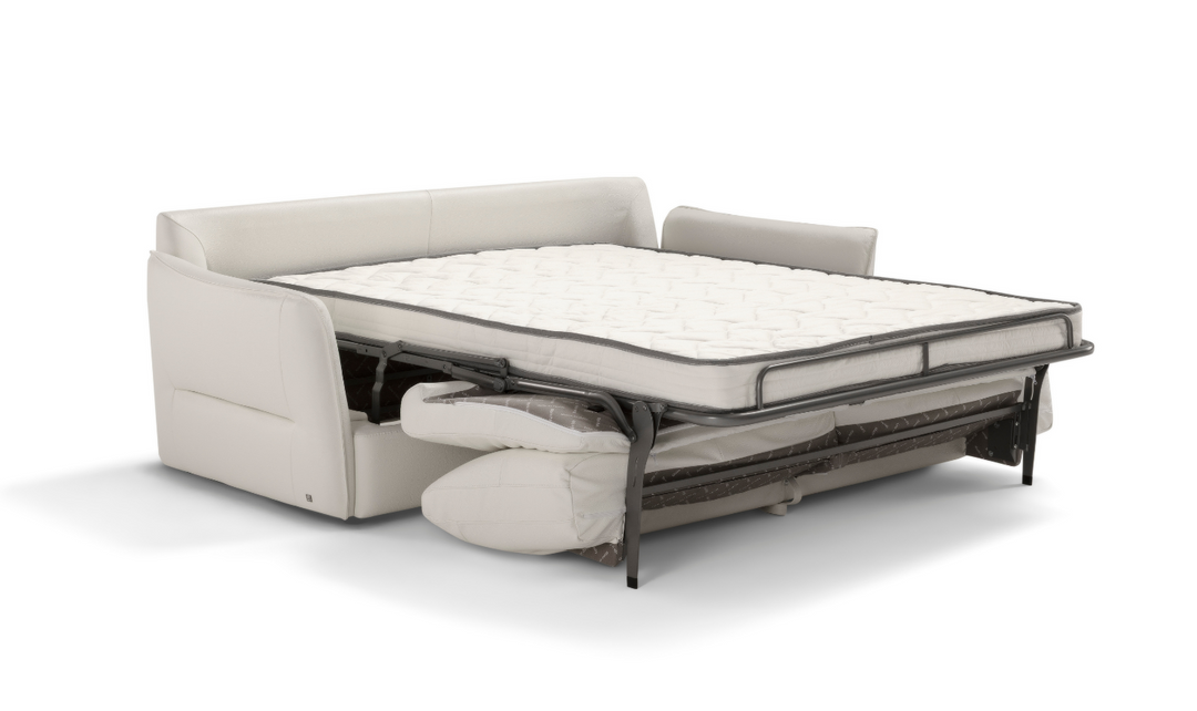 La Casa 2 Seater Leather Sleeper Sofa With Track Arms