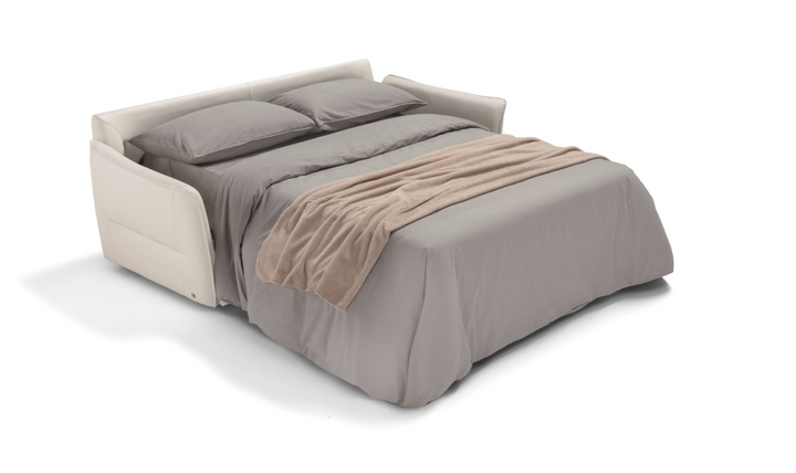 La Casa 2 Seater Leather Sleeper Sofa With Track Arms