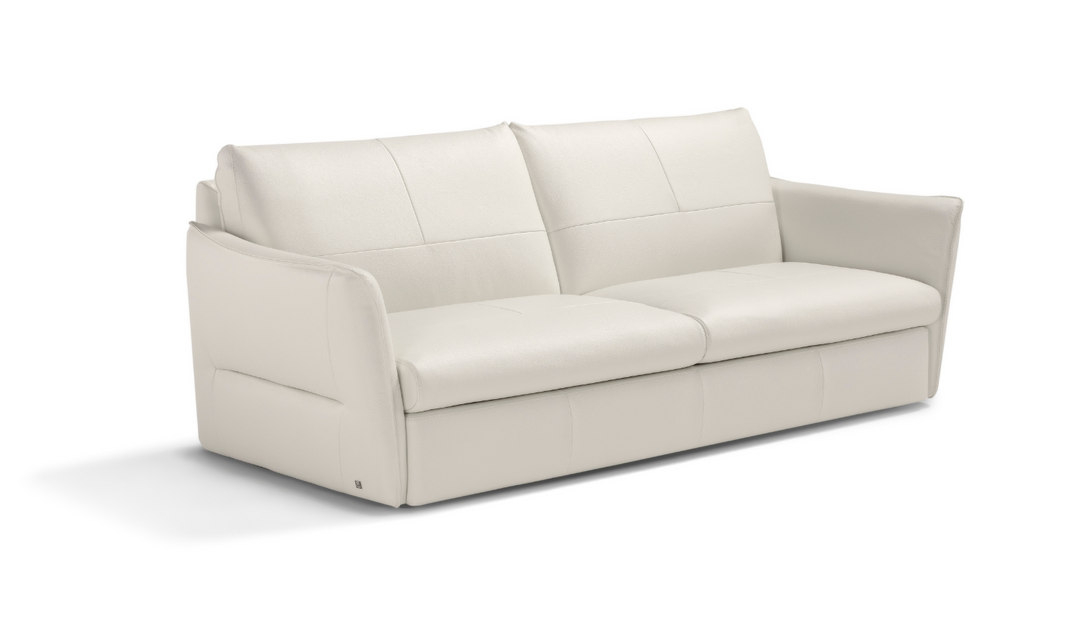 La Casa 2 Seater Leather Sleeper Sofa With Track Arms