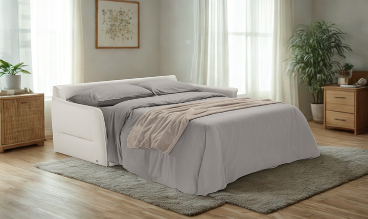 La Casa 2 Seater Leather Sleeper Sofa With Track Arms