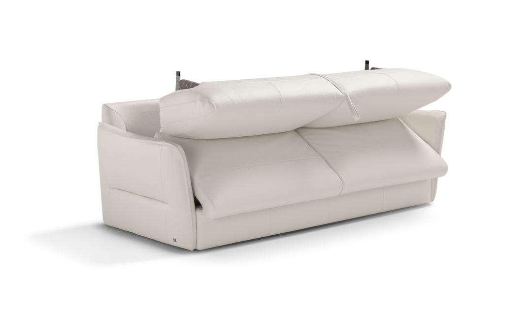 La Casa 2 Seater Leather Sleeper Sofa With Track Arms