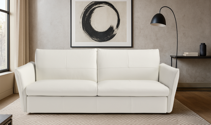 La Casa 2 Seater Leather Sleeper Sofa With Track Arms