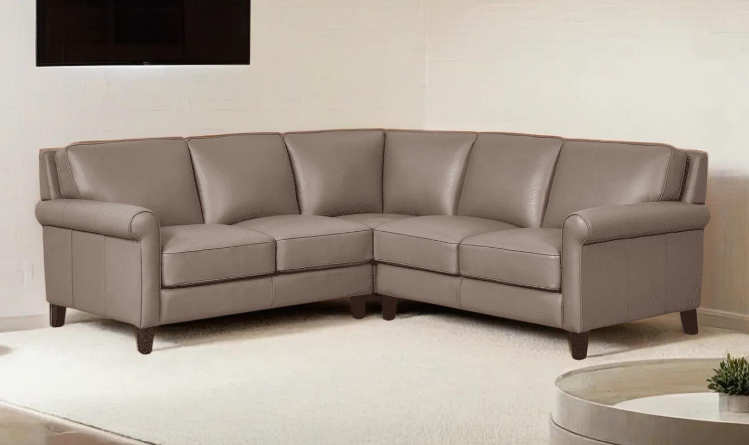 Laguna Leather Sectional Sofa in Taupe Brown-Jennifer Furniture