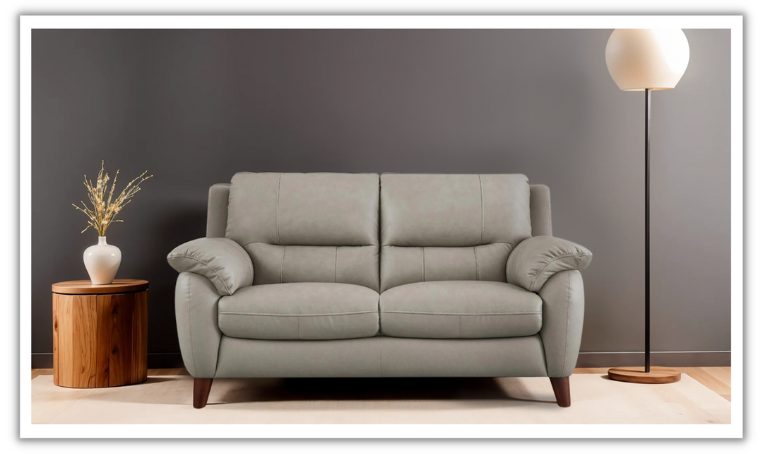 Lara Leather 2-Seater Loveseat With Wooden Legs-Jennifer Furniture 