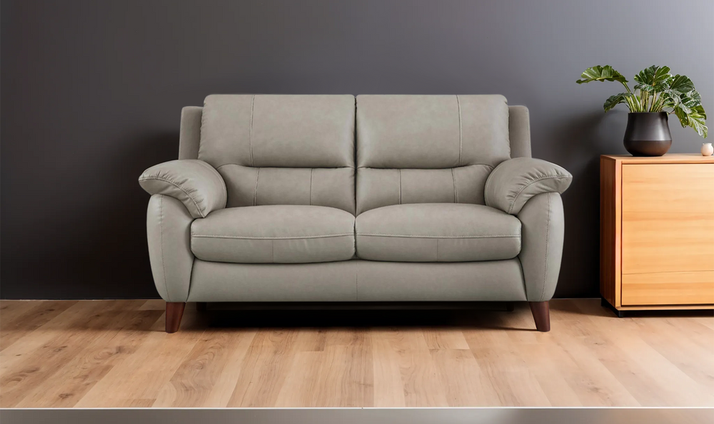 Lara Leather 2-Seater Loveseat With Wooden Legs-Jennifer Furniture 