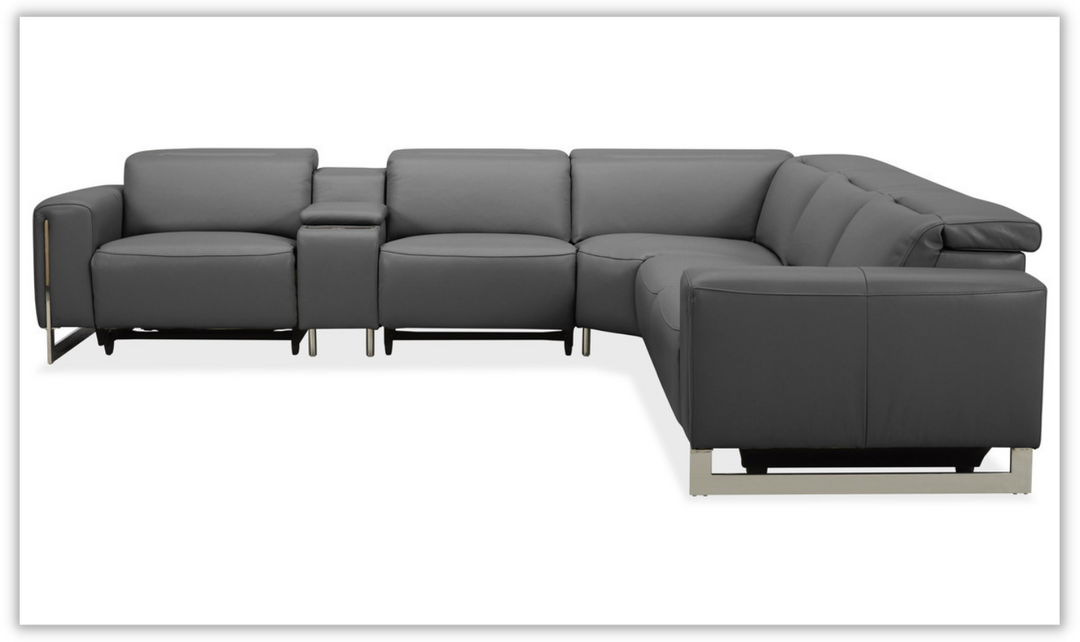 Gio Italia Latitude Hudson 6PC Leather Power Recliner Sectional Sofa