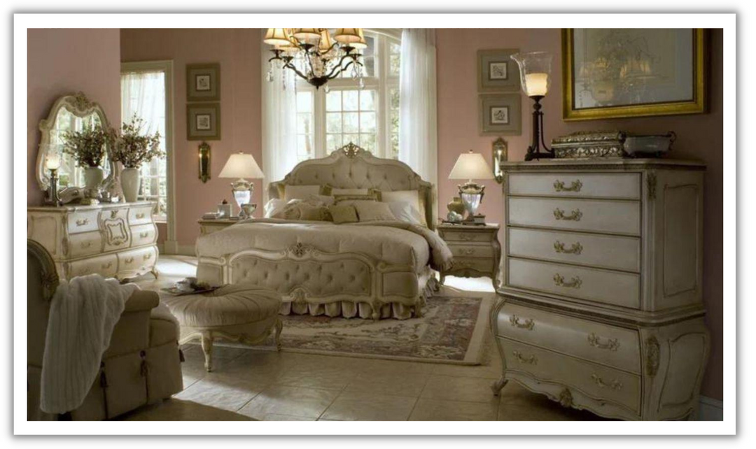 AICO Lavelle Beige Wooden Bedroom Set in Pearl Finish