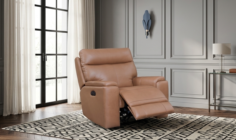 Leather Italia Bryant Power Recliner Chair with Adjustable Headrest-Jennifer Furniture