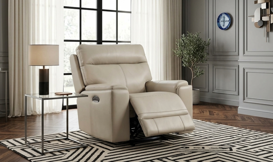 Leather Italia Bryant Power Recliner Chair with Adjustable Headrest-Jennifer Furniture