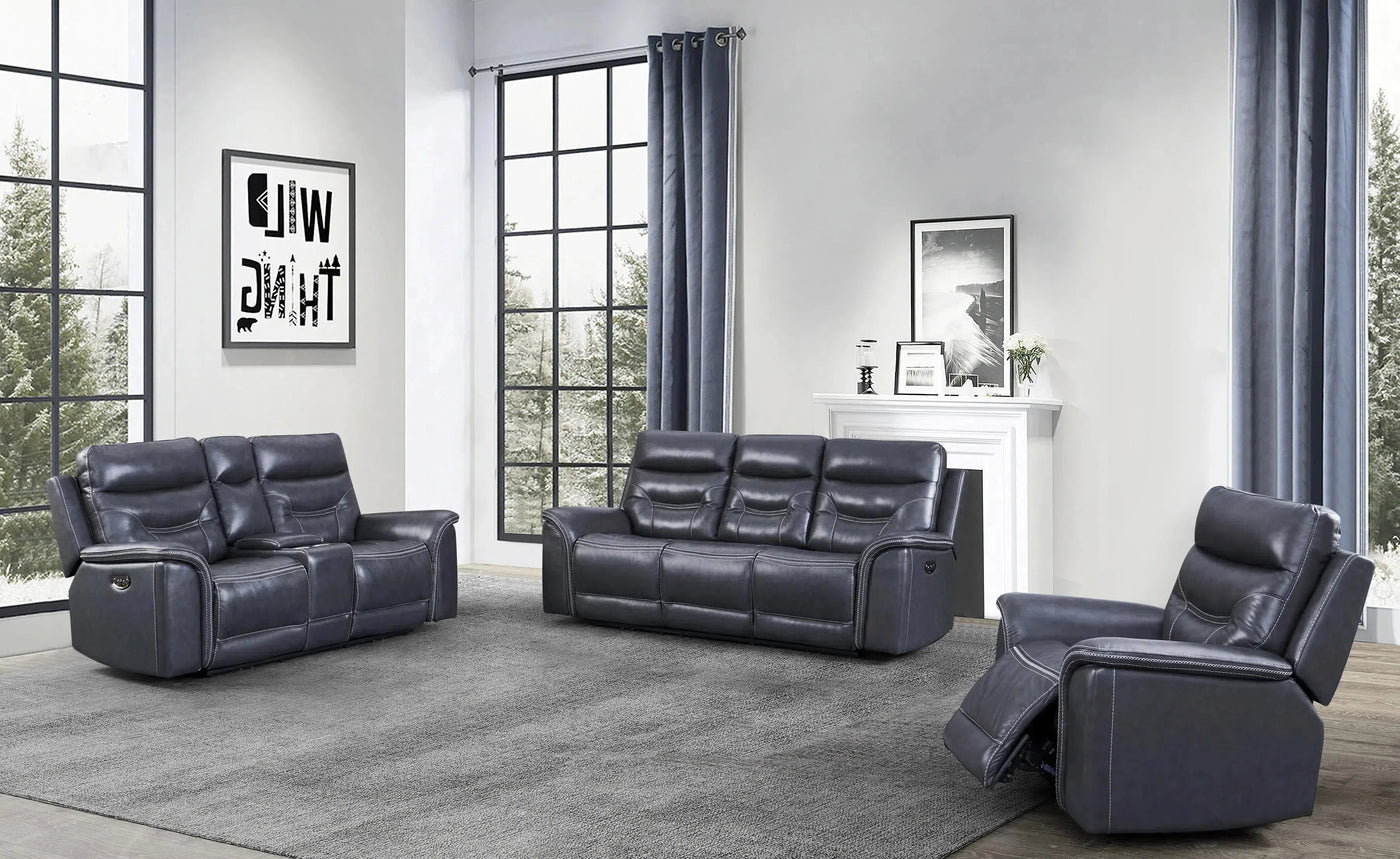 Bullard Gray Leather Living Room Set