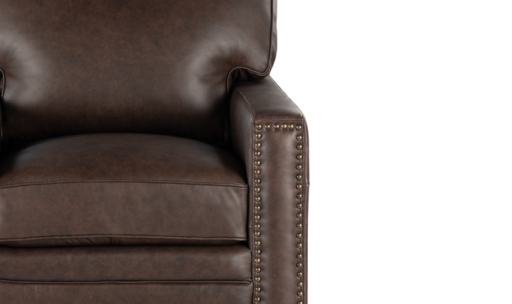 Leather Italia Dalton Brown Leather Chair with Nailhead Trim - Jennifer Furniture